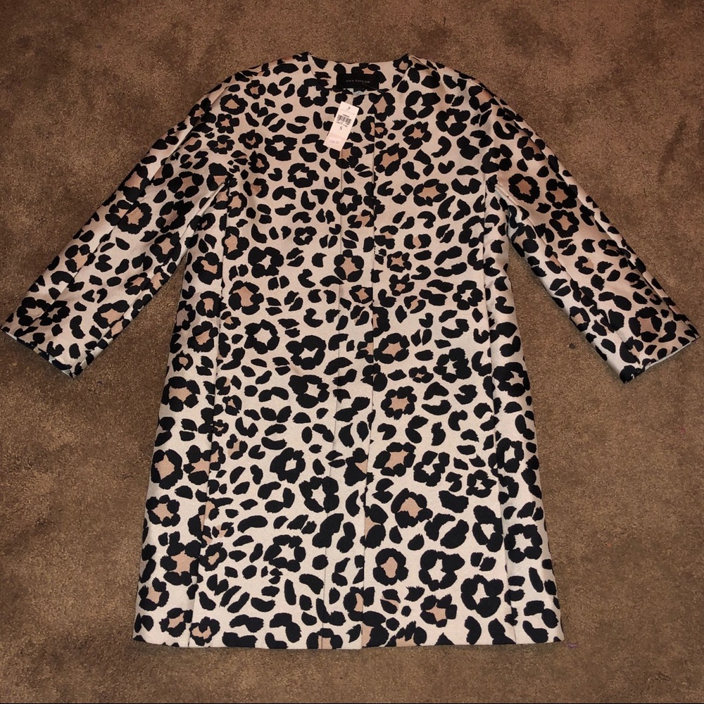 Ann Taylor Beige and Black Leopard Print Coat
